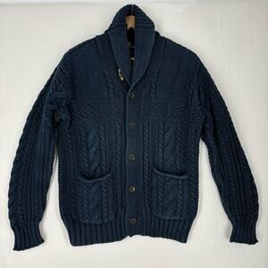 Polo Ralph Lauren Blue Cotton Shawl Collar Cable Knit Cardigan Sweater Men’s M